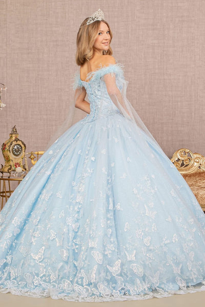 Butterfly Print Off Shoulder Gown by Elizabeth KGL3166