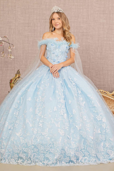 Butterfly Print Off Shoulder Gown by Elizabeth KGL3166