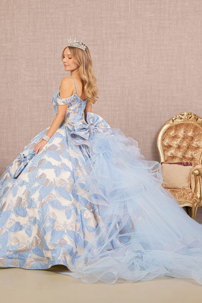 Butterfly Embroidered Quinceanera Dress Cold Shoulder Ball Gown by Elizabeth KGL3174