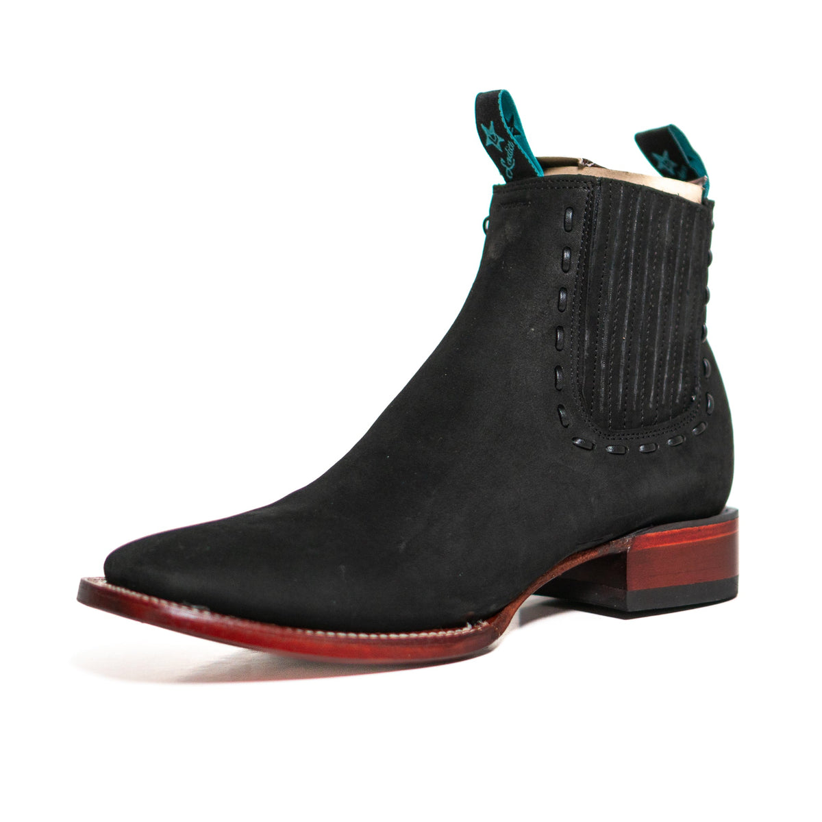 Los Altos Women's Boot Wide Square Toe Nobuck Black Leather Sole - Nobuck Black