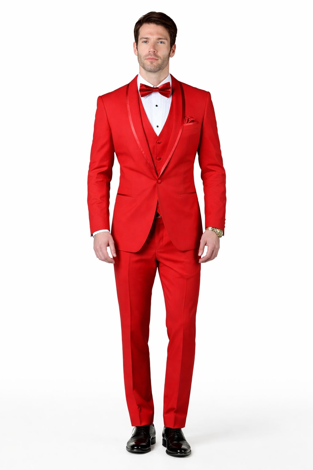 Classic Red Shawl Lapel Tuxedo for Men | 1-Button 4-Piece Suit – SuitUSA