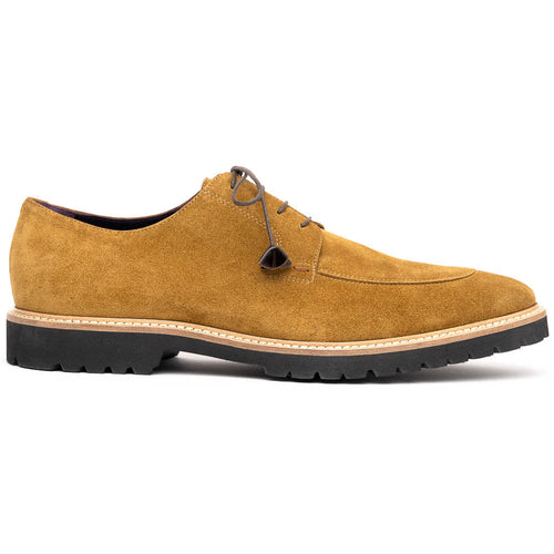 Zelli Campo Suede Goatskin Blucher Lace-up Shoes in Tobacco