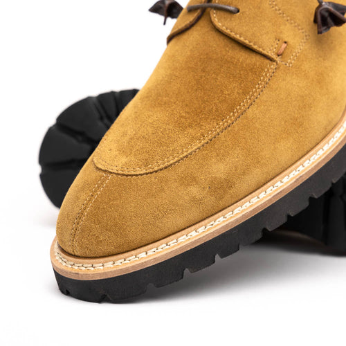 Zelli Campo Suede Goatskin Blucher Lace-up Shoes in Tobacco