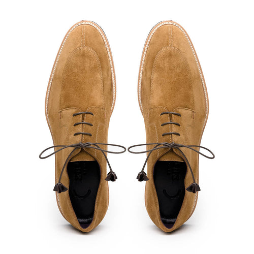 Zelli Campo Suede Goatskin Blucher Lace-up Shoes in Tobacco