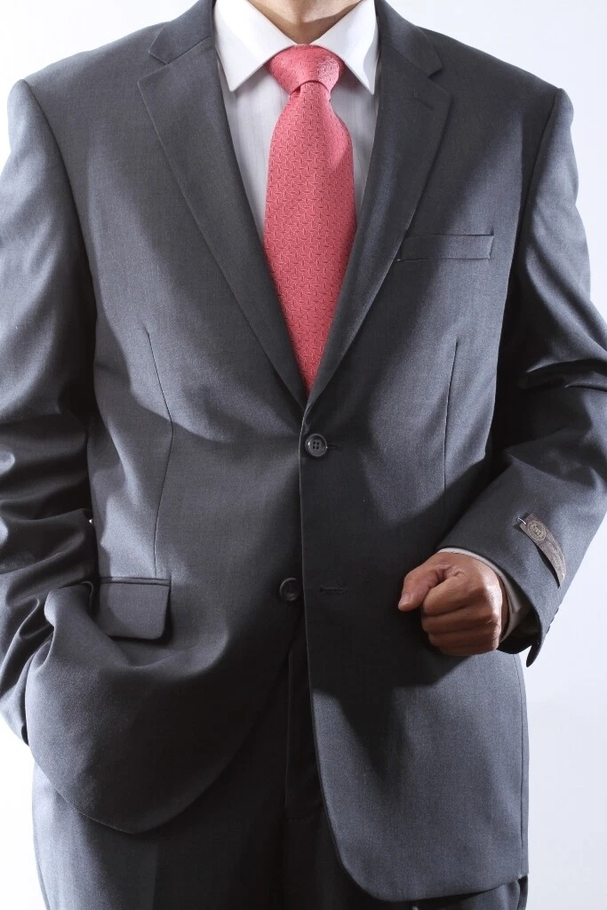 Caravelli Brand Suits - Mens 2 Button Superior 150s P/R Gray 3PC Vstd Suit – SuitUSA