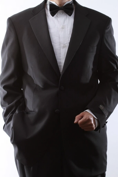 Caravelli Brand Suits - Mens 2 Button Superior 150s P/R Wool Feel Black Tuxedo Suit