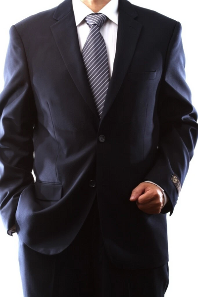 Caravelli Brand Suits - Mens 2 Button Superior 150s P/R Wool Feel Navy 3pc Vested Suit