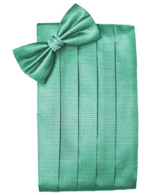 Aqua Herringbone Cummerbund Cardi