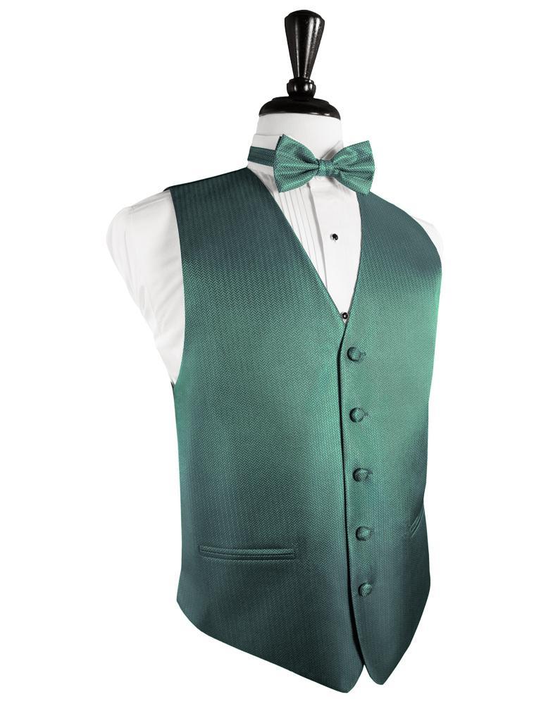 Aqua Herringbone Tuxedo Vest Cardi – SuitUSA