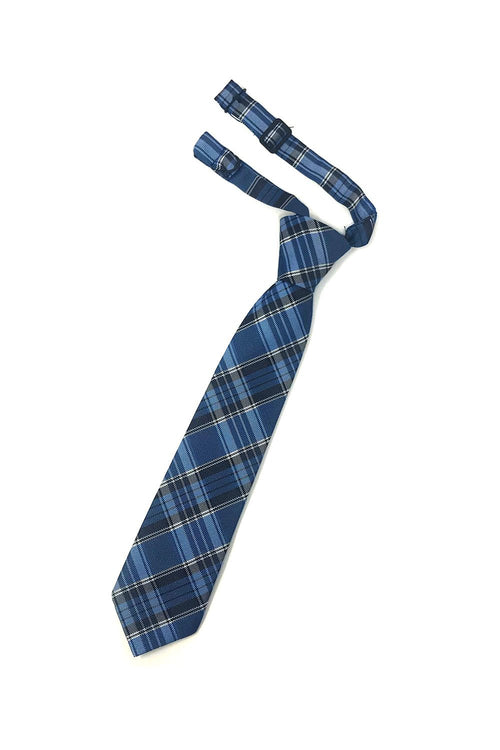 Blue Madison Plaid Kids Necktie Cardi