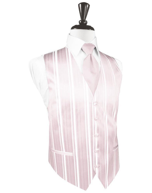Blush Striped Satin Tuxedo Vest Cardi