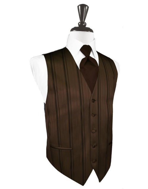 Chocolate Striped Satin Tuxedo Vest by Cardi