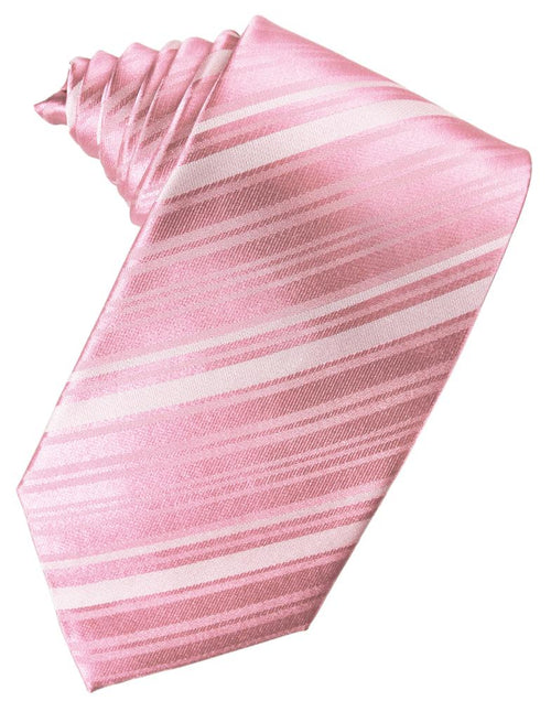 Coral Striped Silk Necktie Cardi