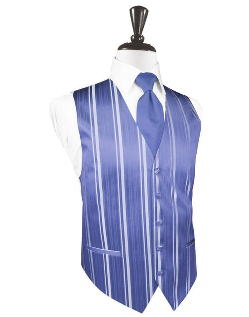 Cornflower Striped Satin Tuxedo Vest by Cardi
