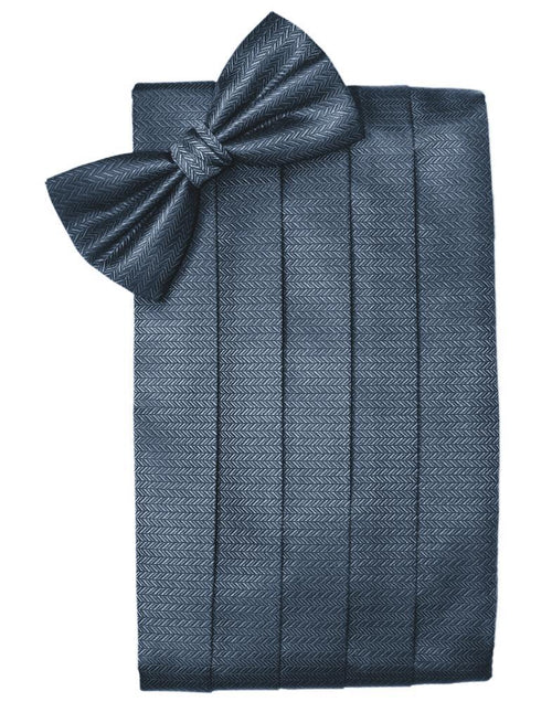 Haze Blue Herringbone Cummerbund Cardi