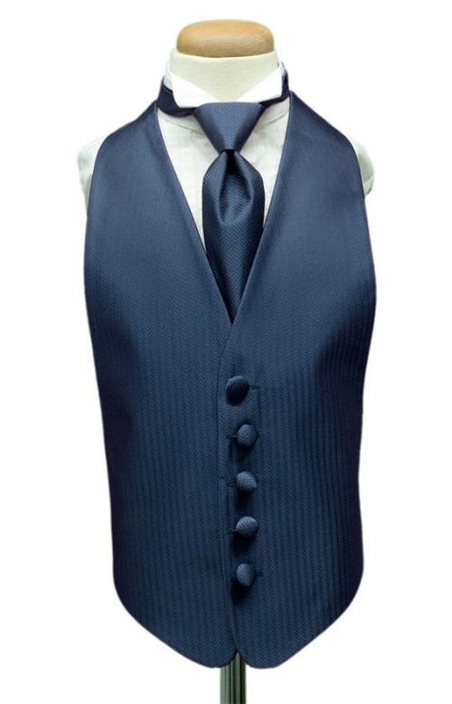 Haze Blue Herringbone Kids Tuxedo Vest Cardi