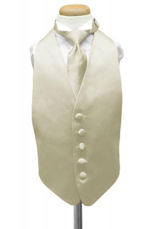 Ivory Luxury Satin Kids Tuxedo Vest Cardi