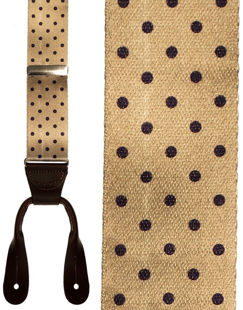 Manhattan Khaki & Navy Dots Suspenders by Cardi