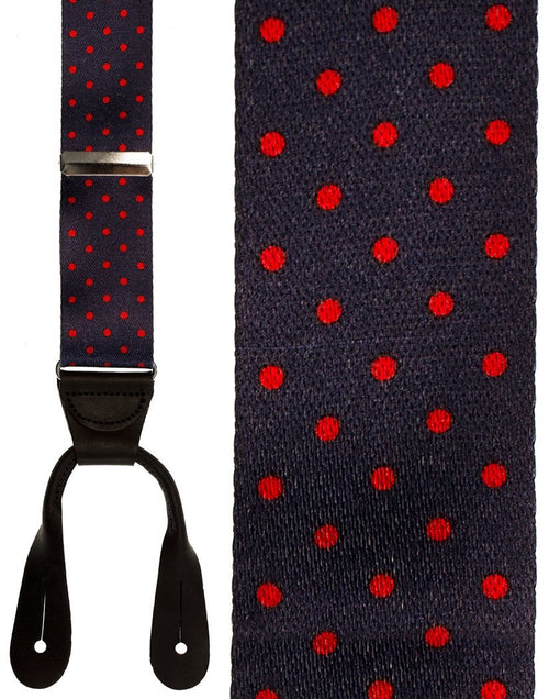 Manhattan Navy & Red Dots Suspenders by Cardi