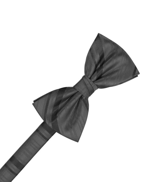 Pewter Striped Satin Kids Bow Tie by Cardi