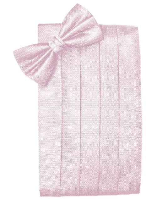 Pink Herringbone Cummerbund Cardi