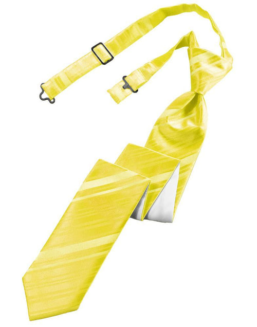 Cardi Pre-Tied Lemon Striped Satin Skinny Necktie