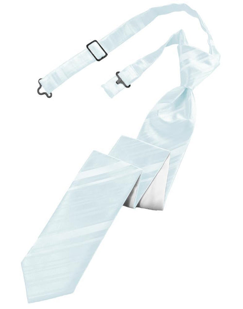 Cardi Pre-Tied Light Blue Striped Satin Skinny Necktie