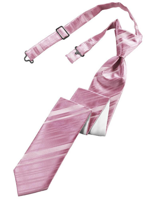Cardi Pre-Tied Rose Petal Striped Satin Skinny Necktie