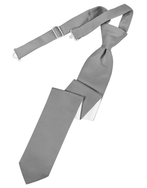 Cardi Pre-Tied Silver Luxury Satin Skinny Necktie