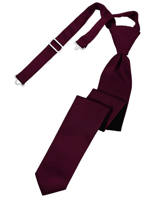 Cardi Pre-Tied Wine Luxury Satin Skinny Necktie