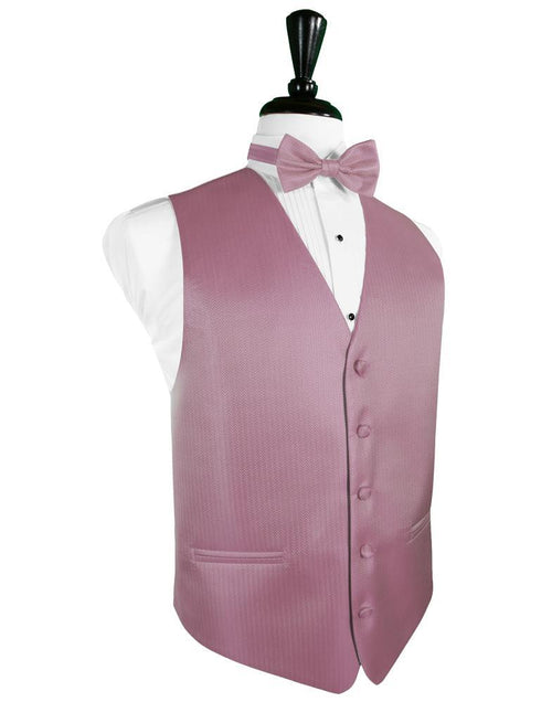 Rose Herringbone Tuxedo Vest Cardi