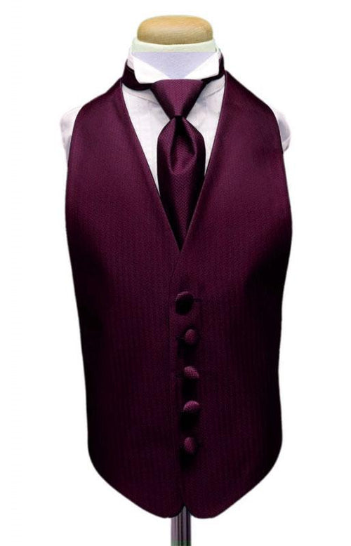 Sangria Herringbone Kids Tuxedo Vest by Cardi