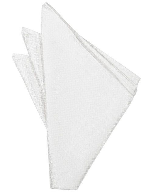 White Herringbone Pocket Square by Cardi