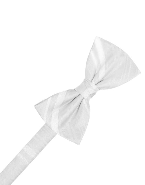 White Striped Satin Kids Bow Tie Cardi