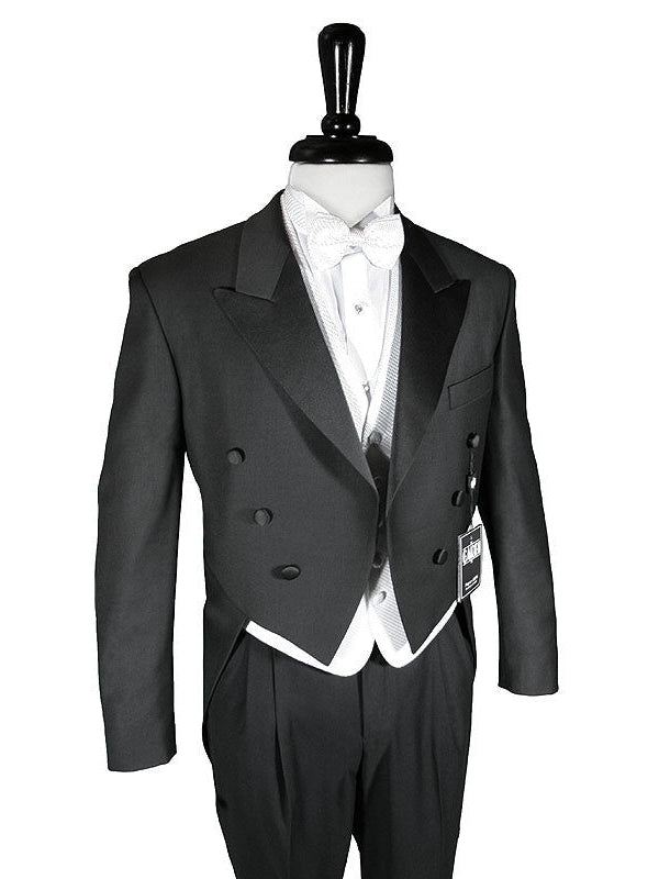 Men's Black Peak Tailcoat Jacket-Premium Stretch Blend Fabric – SuitUSA