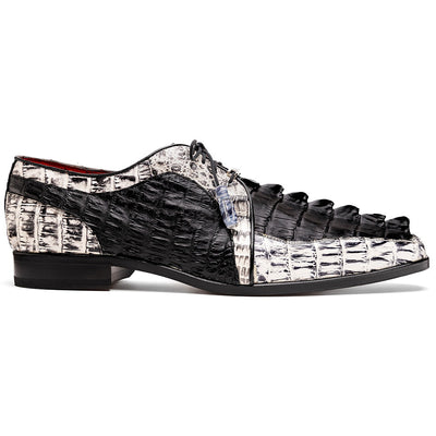 Marco_Di_Milano Caribe Black Leather Oxford "Newspaper" Print
