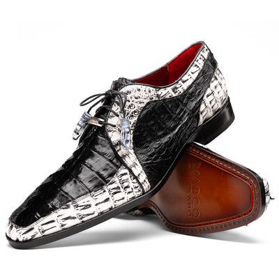 Marco_Di_Milano Caribe Black Leather Oxford "Newspaper" Print