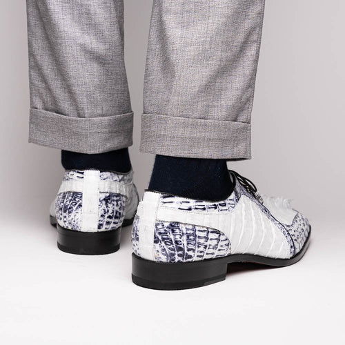 Marco_Di_Milano Caribe White Leather Sneakers - "Newspaper" Accent