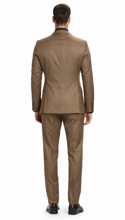 Carlo Lusso Brown Two-button Poly Blend Suit by Usamensoutlet