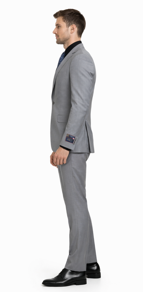 Carlo Lusso Medium Gray Two-button Poly Blend Suit by Usamensoutlet