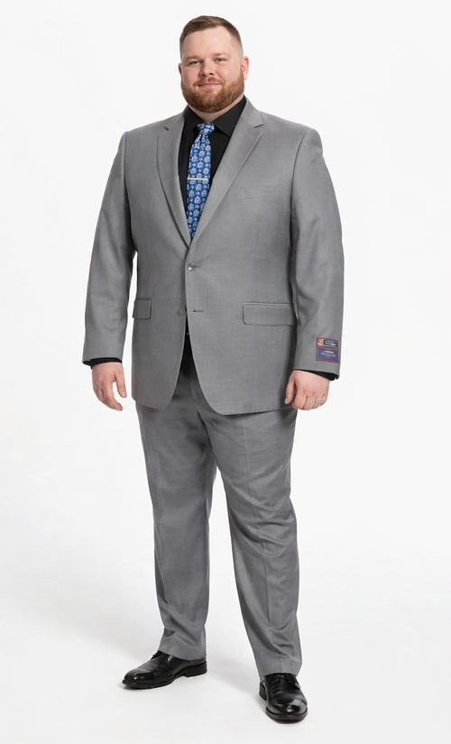 Carlo Lusso Medium Gray Two-button Poly Blend Suit by Usamensoutlet