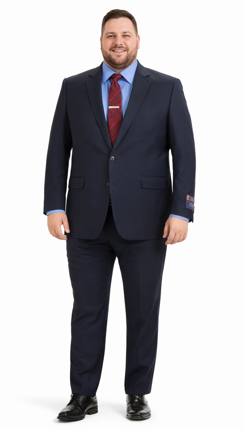 Carlo Lusso Navy Two-button Poly Blend Suit