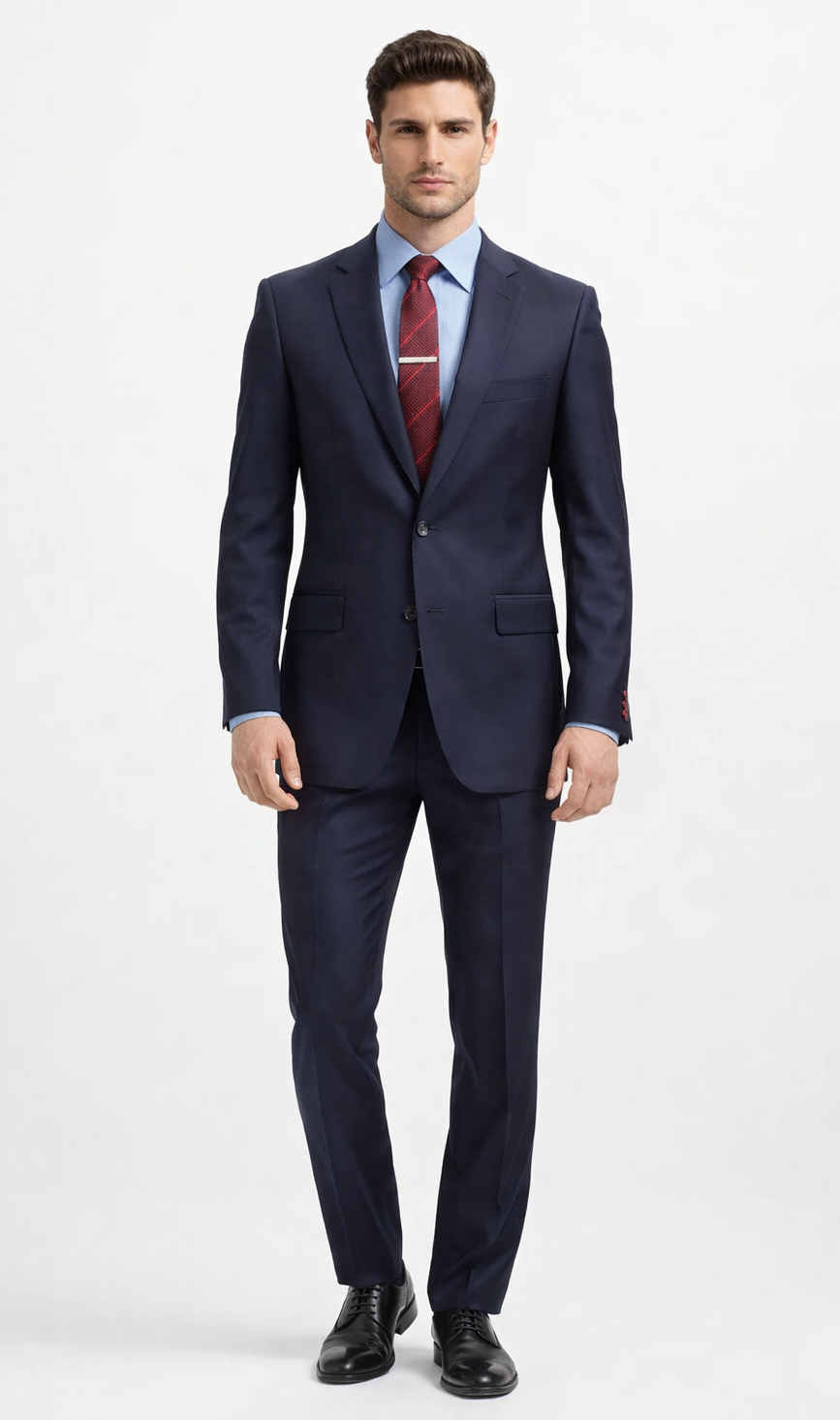 Carlo Lusso Navy Two-button Poly Blend Suit by Usamensoutlet