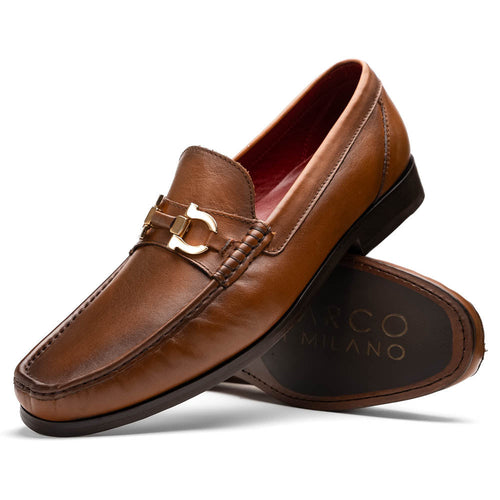 Marco Di Milano Cassarano Men's Calfskin Leather Loafers Honey