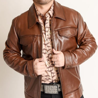 Men’s Fine Brown Cowhide Leather Cowboy Jacket