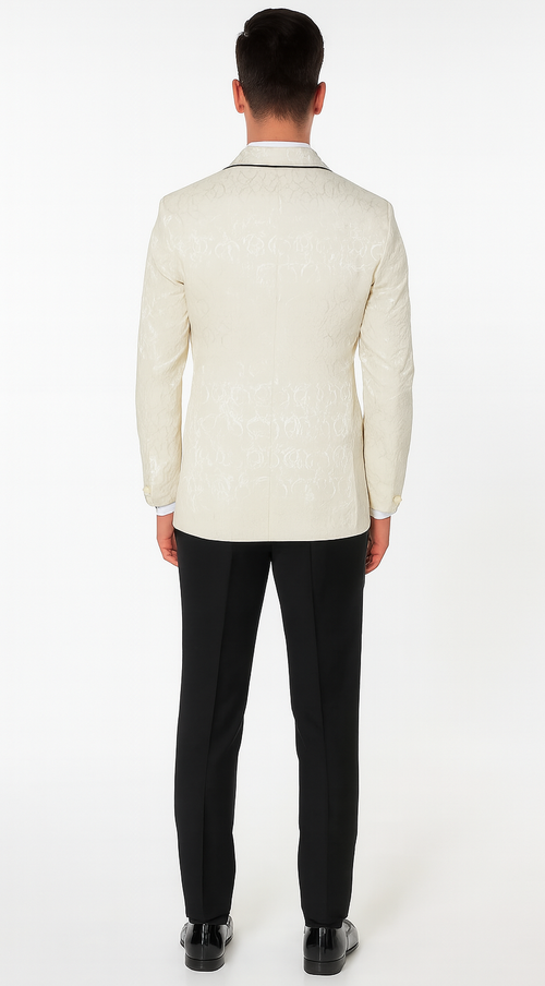 Champagne Double Breasted Paisley Tuxedo โ Three Piece Set