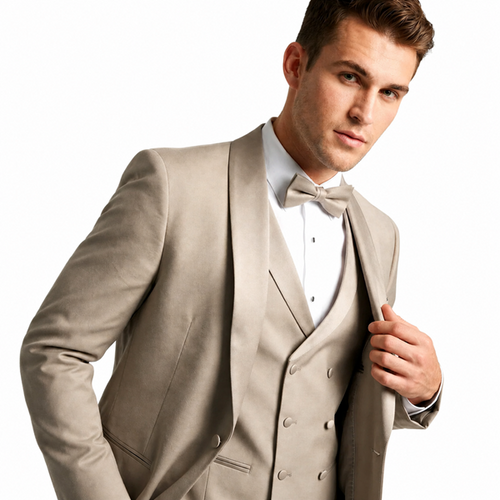 Champagne Modern Shawl Lapel Tuxedo Set β Wedding & Prom