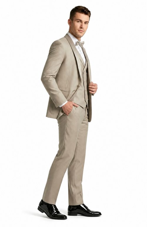 Champagne Modern Shawl Lapel Tuxedo Set β Wedding & Prom