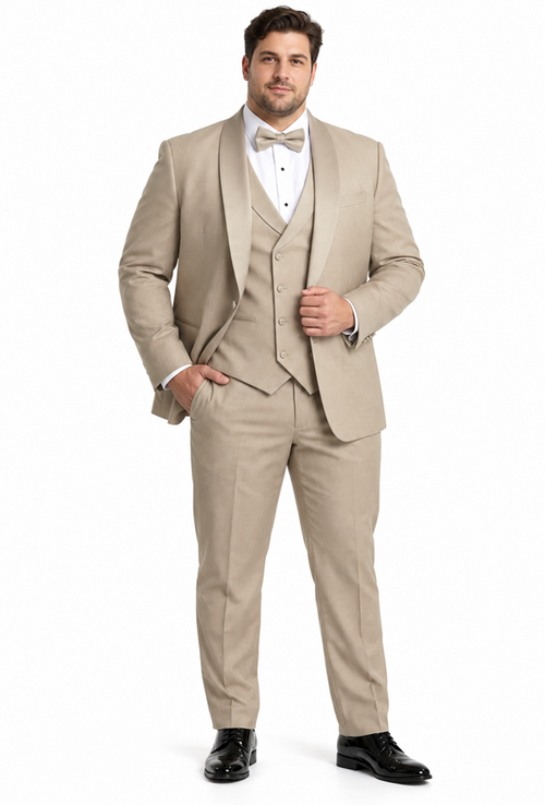 Champagne Modern Shawl Lapel Tuxedo Set β Wedding & Prom