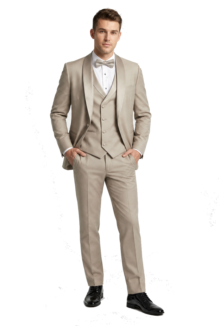 Champagne Modern Shawl Lapel Tuxedo Set β Wedding & Prom